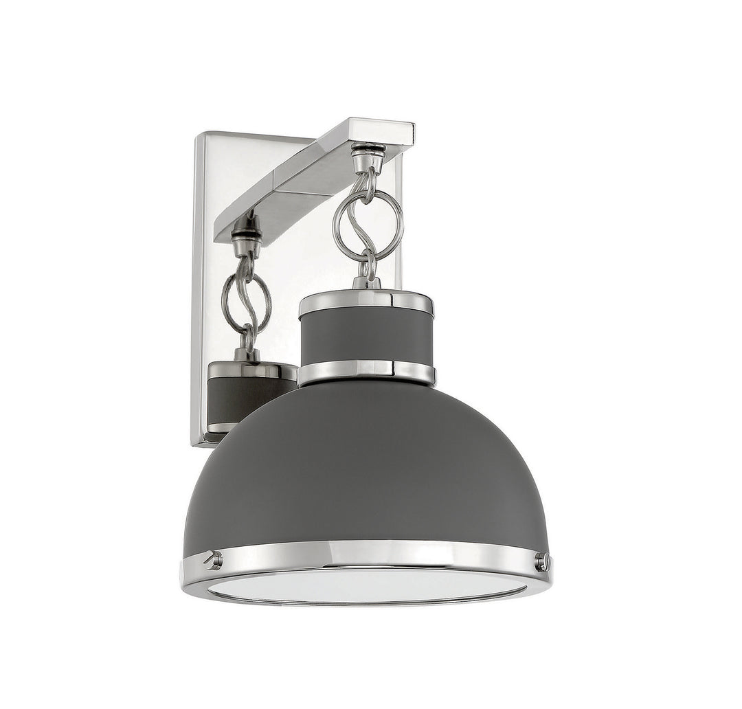 Savoy House Corning 9-8884-1-175 Wall Sconce Light - Gray with Polished Nickel Accents