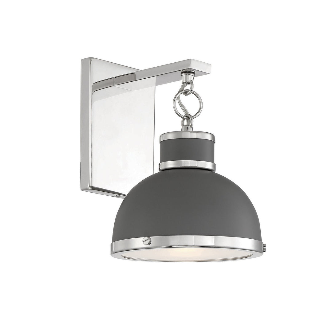 Savoy House Corning 9-8884-1-175 Wall Sconce Light - Gray with Polished Nickel Accents