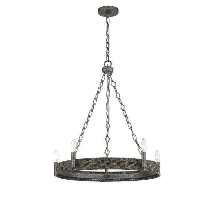 Savoy House Tripoli 1-747-5-179 Chandelier Light - Mottled Zinc with Gray Rattan