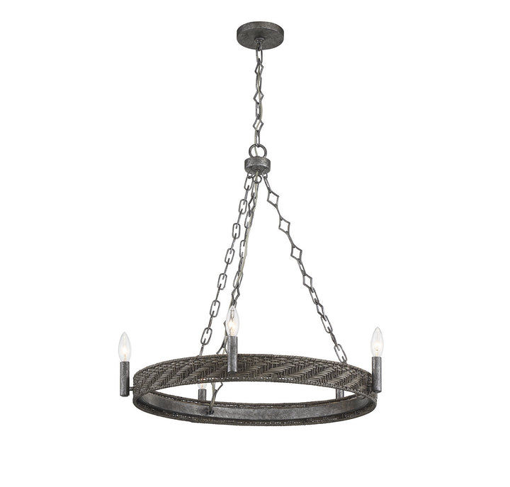 Savoy House Tripoli 1-747-5-179 Chandelier Light - Mottled Zinc with Gray Rattan