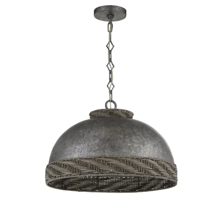 Savoy House Tripoli 7-748-3-179 Pendant Light - Mottled Zinc with Gray Rattan