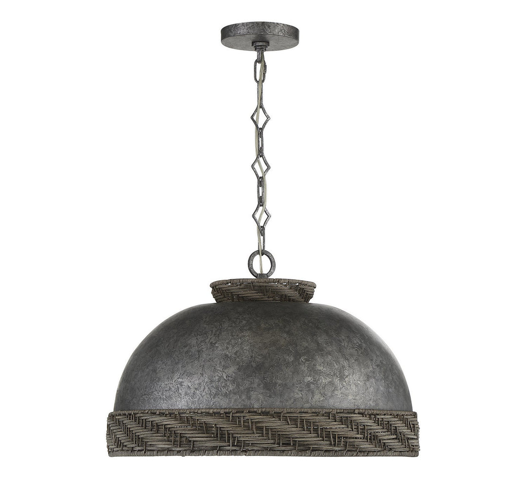 Savoy House Tripoli 7-748-3-179 Pendant Light - Mottled Zinc with Gray Rattan