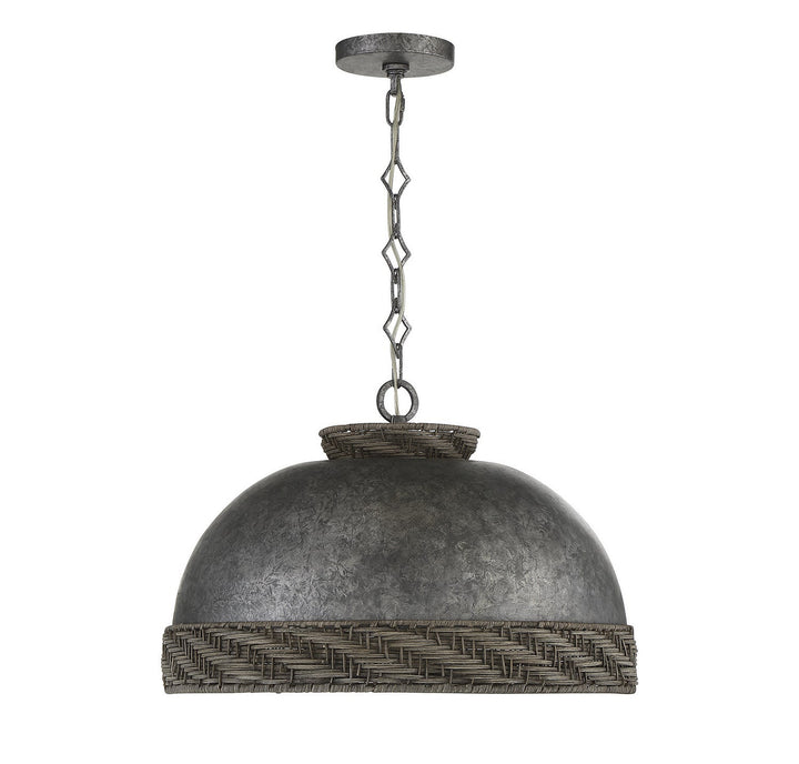 Savoy House Tripoli 7-748-3-179 Pendant Light - Mottled Zinc with Gray Rattan