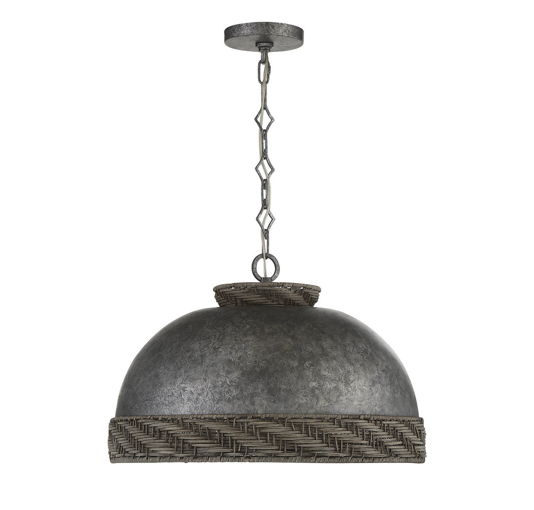 Savoy House Tripoli 7-748-3-179 Pendant Light - Mottled Zinc with Gray Rattan