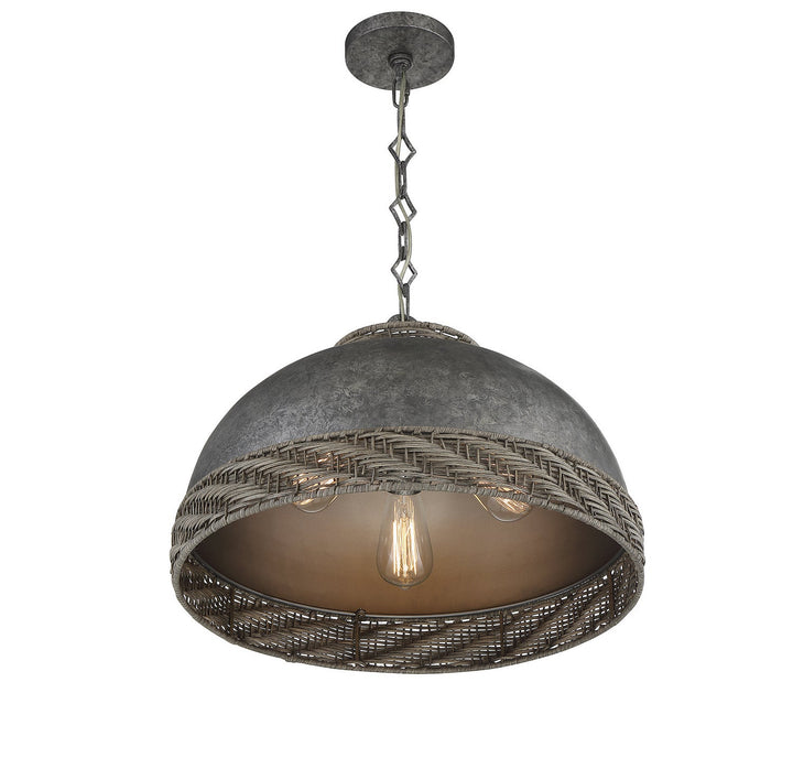 Savoy House Tripoli 7-748-3-179 Pendant Light - Mottled Zinc with Gray Rattan