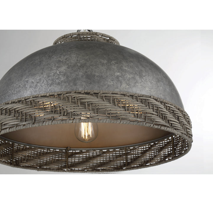 Savoy House Tripoli 7-748-3-179 Pendant Light - Mottled Zinc with Gray Rattan