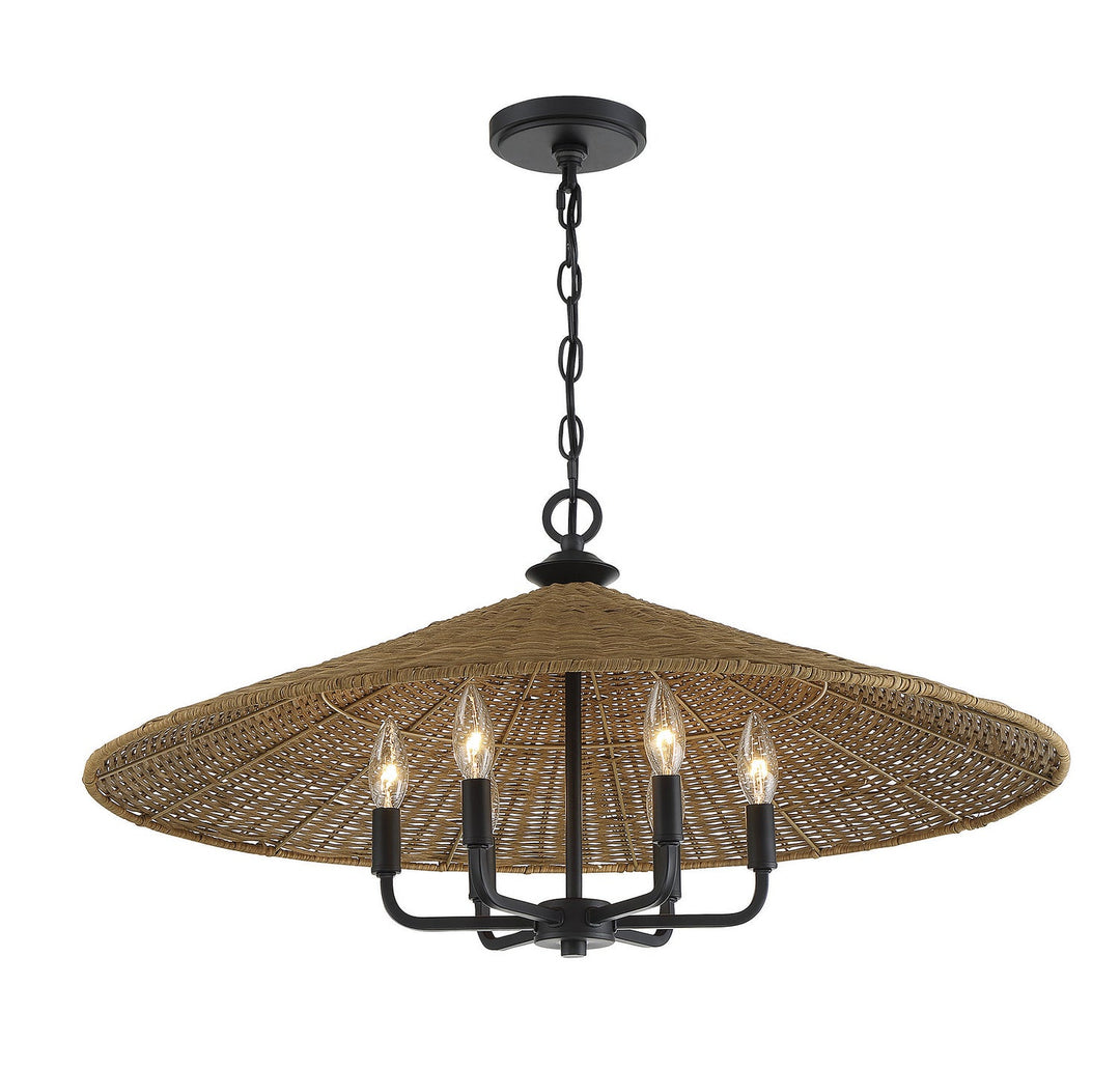 Savoy House Eman 7-7772-6-180 Chandelier Light - Matte Black with Dark Rattan
