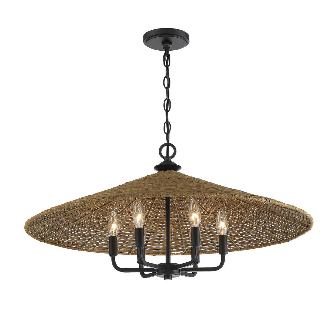 Savoy House Eman 7-7772-6-180 Chandelier Light - Matte Black with Dark Rattan