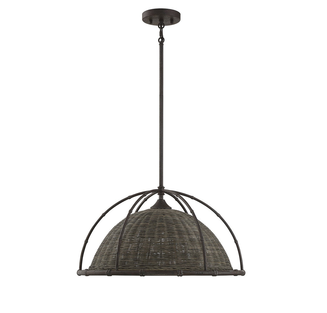 Savoy House Trentino 7-7777-3-181 Pendant Light - Gunsmoke with Gray Rattan
