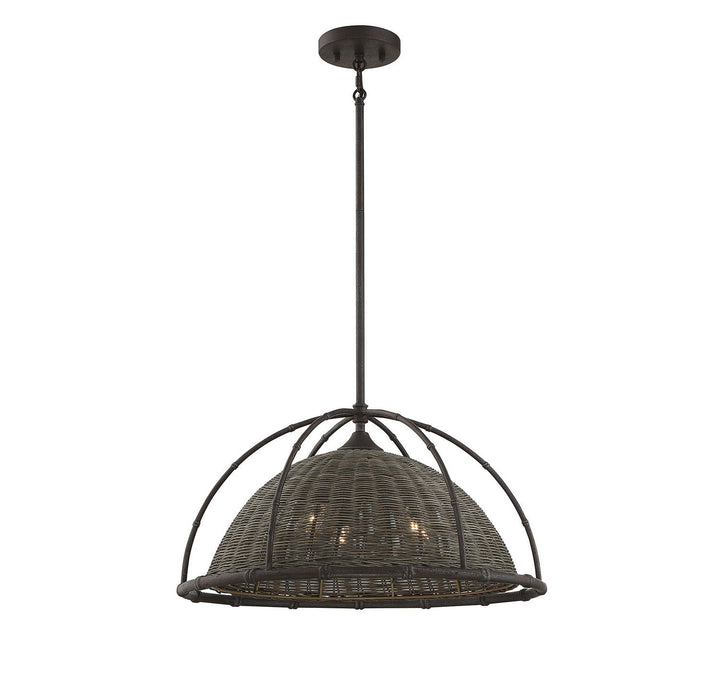 Savoy House Trentino 7-7777-3-181 Pendant Light - Gunsmoke with Gray Rattan