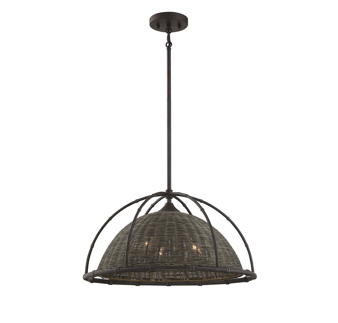 Savoy House Trentino 7-7777-3-181 Pendant Light - Gunsmoke with Gray Rattan
