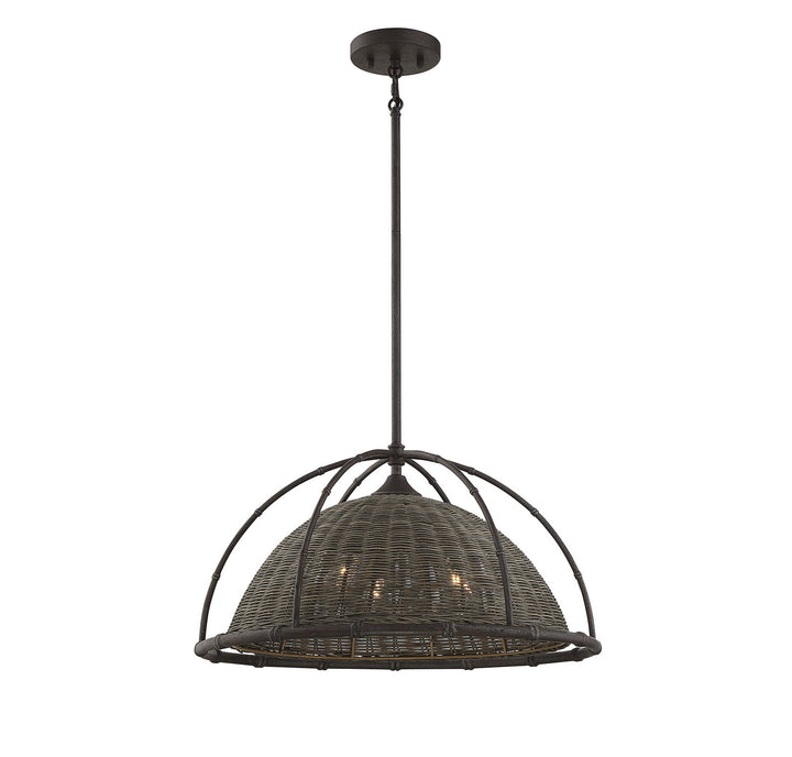 Savoy House Trentino 7-7777-3-181 Pendant Light - Gunsmoke with Gray Rattan