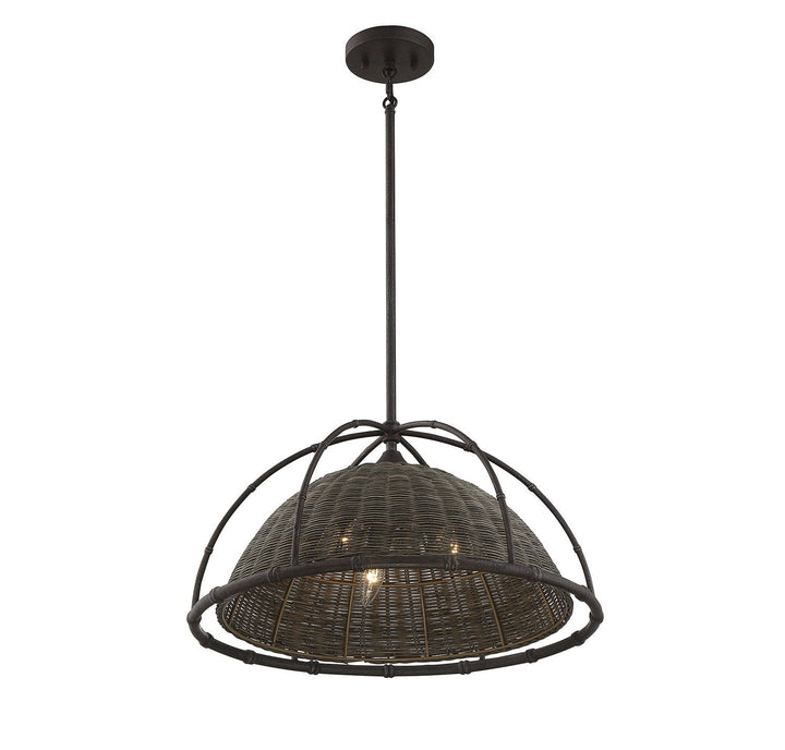 Savoy House Trentino 7-7777-3-181 Pendant Light - Gunsmoke with Gray Rattan