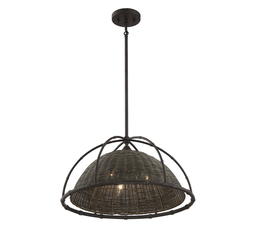 Savoy House Trentino 7-7777-3-181 Pendant Light - Gunsmoke with Gray Rattan