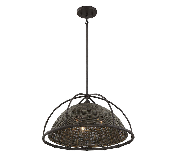 Savoy House Trentino 7-7777-3-181 Pendant Light - Gunsmoke with Gray Rattan