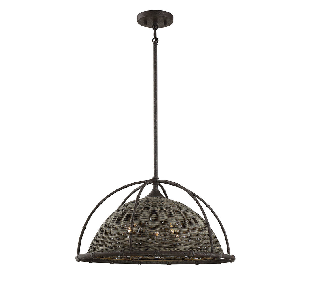 Savoy House Trentino 7-7777-3-181 Pendant Light - Gunsmoke with Gray Rattan