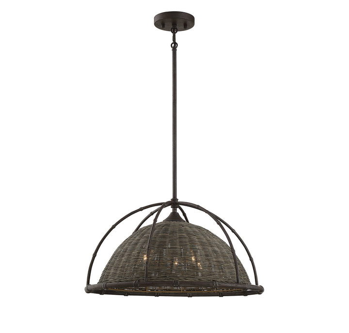 Savoy House Trentino 7-7777-3-181 Pendant Light - Gunsmoke with Gray Rattan