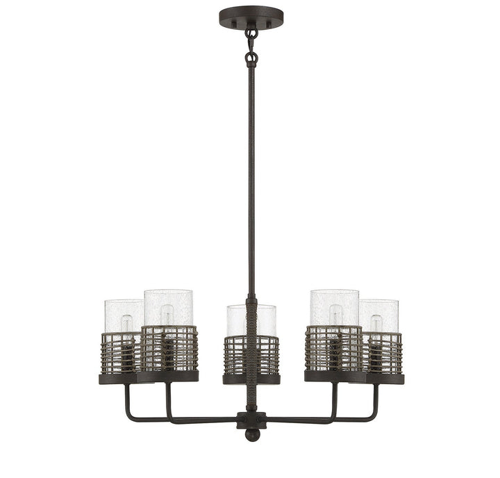 Savoy House Granada 1-7778-5-181 Chandelier Light - Gunsmoke with Gray Rattan