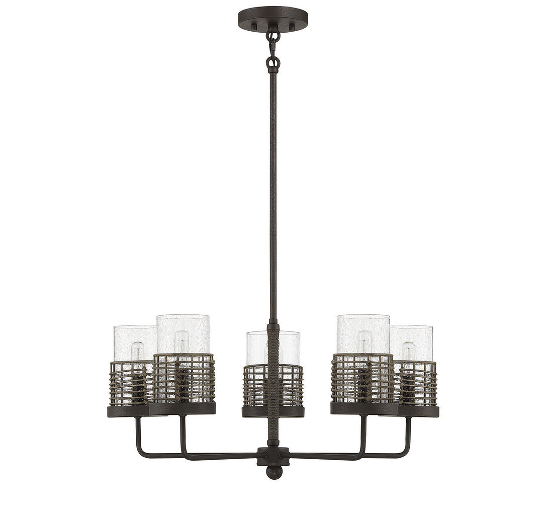 Savoy House Granada 1-7778-5-181 Chandelier Light - Gunsmoke with Gray Rattan