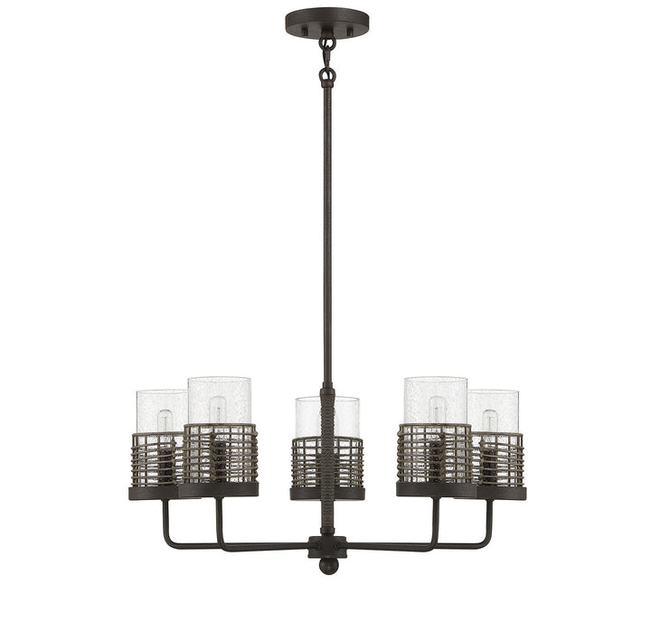 Savoy House Granada 1-7778-5-181 Chandelier Light - Gunsmoke with Gray Rattan