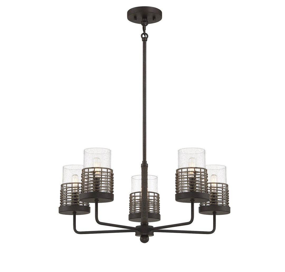 Savoy House Granada 1-7778-5-181 Chandelier Light - Gunsmoke with Gray Rattan