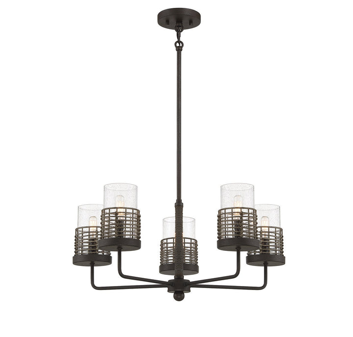 Savoy House Granada 1-7778-5-181 Chandelier Light - Gunsmoke with Gray Rattan