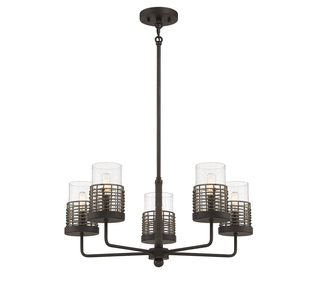Savoy House Granada 1-7778-5-181 Chandelier Light - Gunsmoke with Gray Rattan