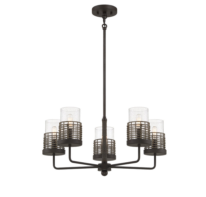 Savoy House Granada 1-7778-5-181 Chandelier Light - Gunsmoke with Gray Rattan