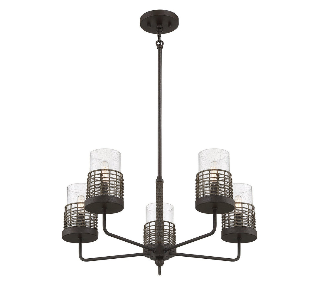 Savoy House Granada 1-7778-5-181 Chandelier Light - Gunsmoke with Gray Rattan