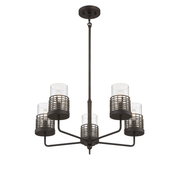 Savoy House Granada 1-7778-5-181 Chandelier Light - Gunsmoke with Gray Rattan