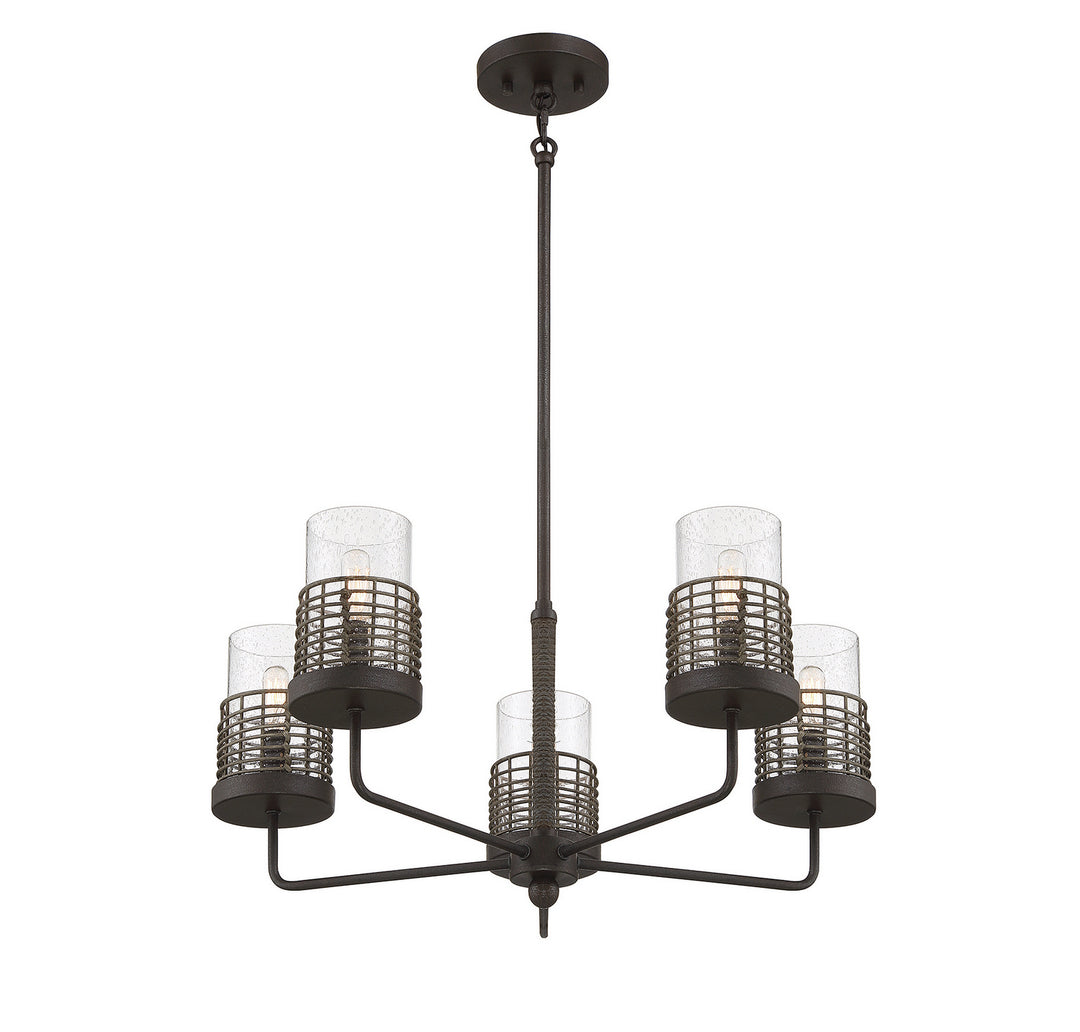 Savoy House Granada 1-7778-5-181 Chandelier Light - Gunsmoke with Gray Rattan