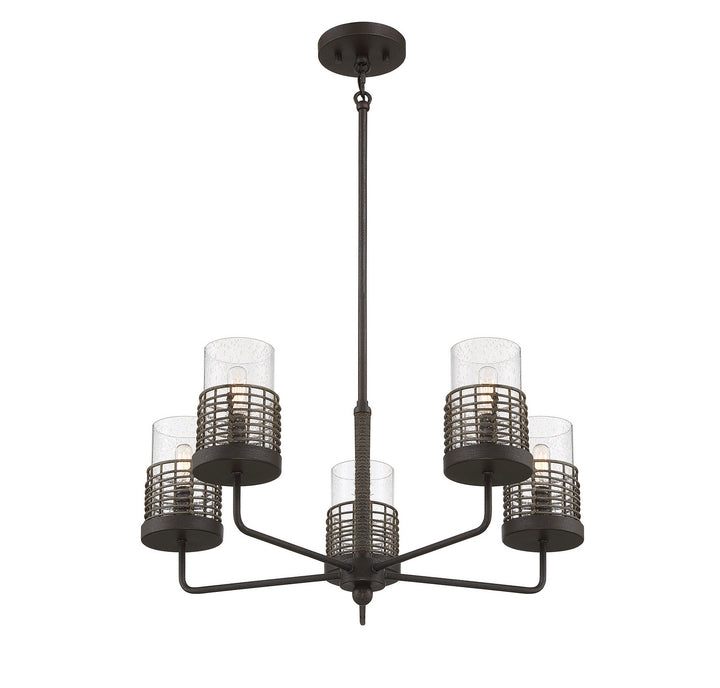Savoy House Granada 1-7778-5-181 Chandelier Light - Gunsmoke with Gray Rattan