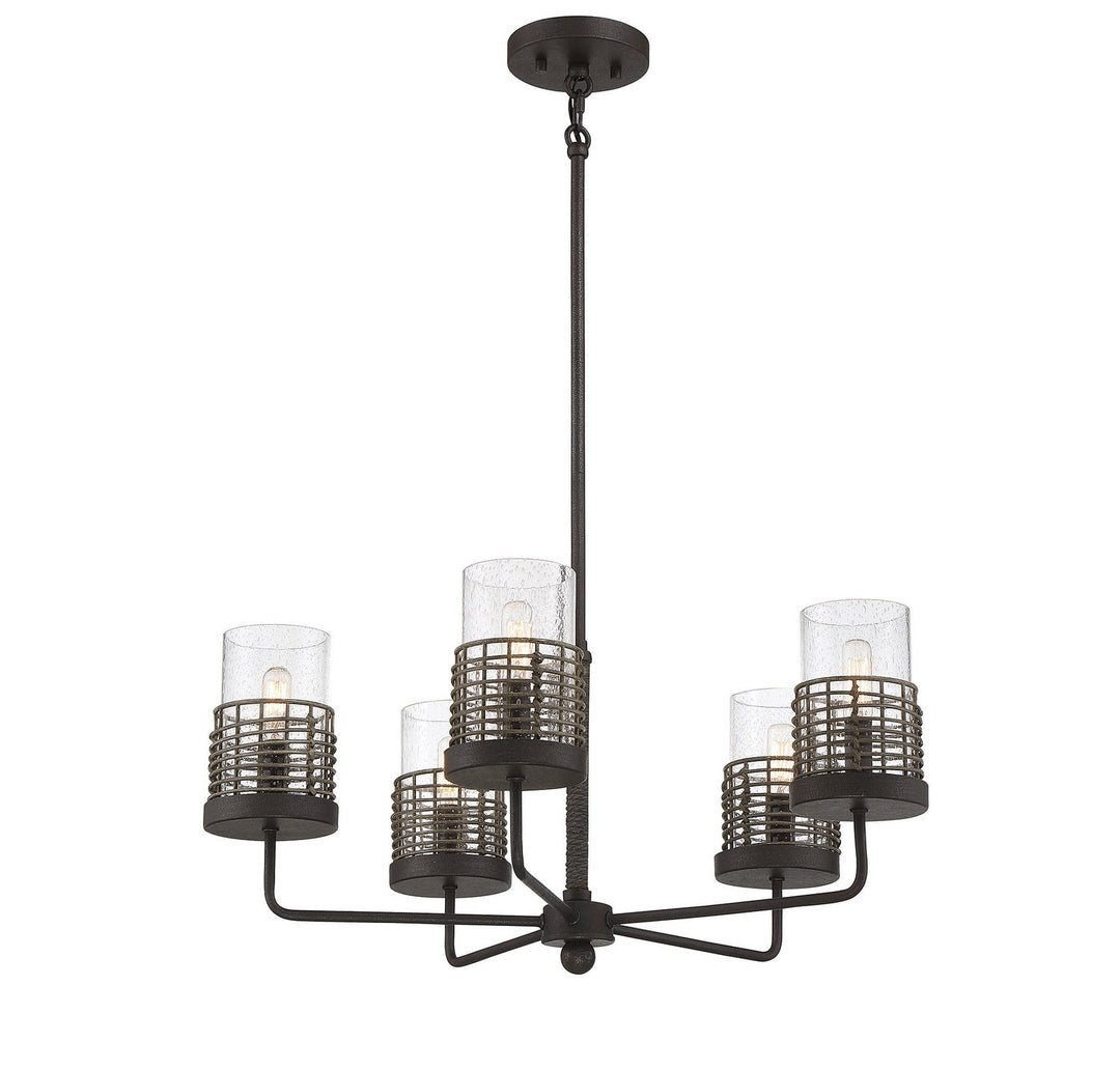 Savoy House Granada 1-7778-5-181 Chandelier Light - Gunsmoke with Gray Rattan