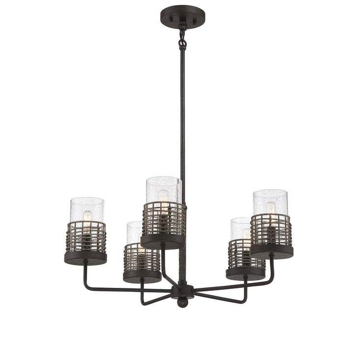 Savoy House Granada 1-7778-5-181 Chandelier Light - Gunsmoke with Gray Rattan