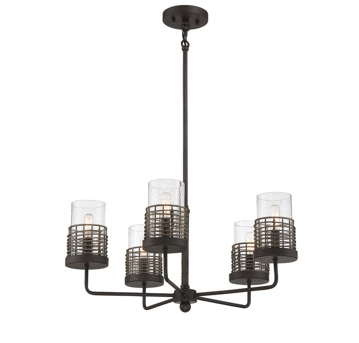 Savoy House Granada 1-7778-5-181 Chandelier Light - Gunsmoke with Gray Rattan