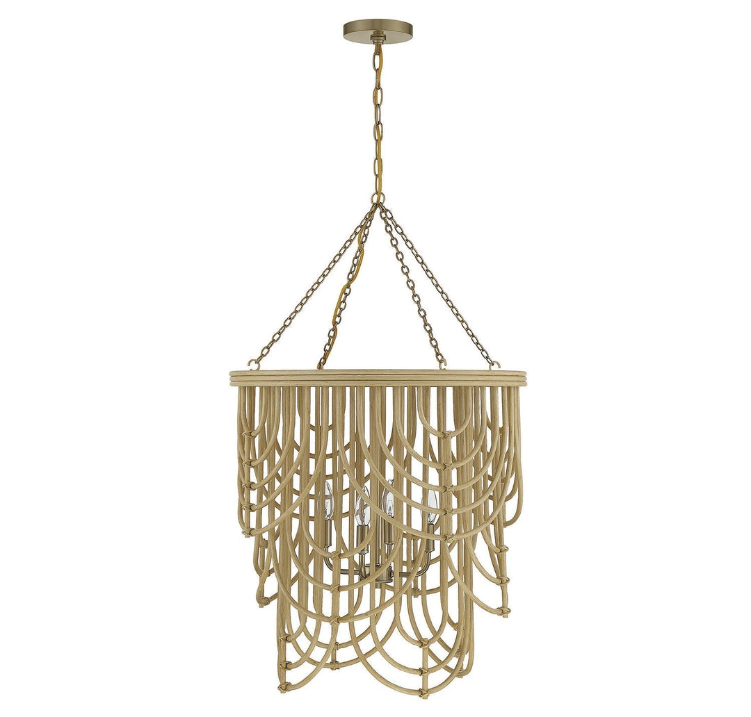Savoy House Bremen 7-7910-4-177 Chandelier Light - Burnished Brass with Natural Rattan