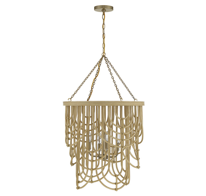 Savoy House Bremen 7-7910-4-177 Chandelier Light - Burnished Brass with Natural Rattan