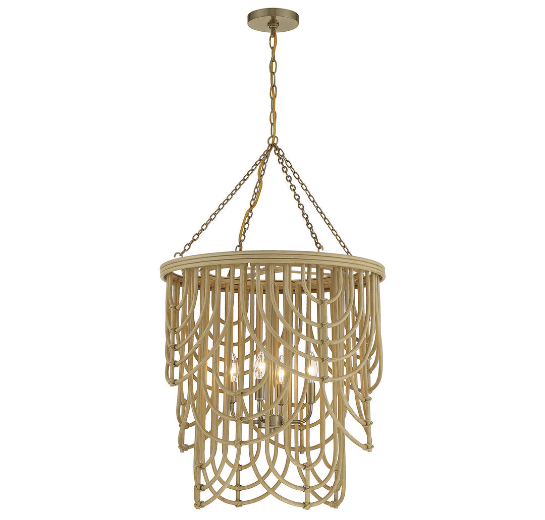 Savoy House Bremen 7-7910-4-177 Chandelier Light - Burnished Brass with Natural Rattan