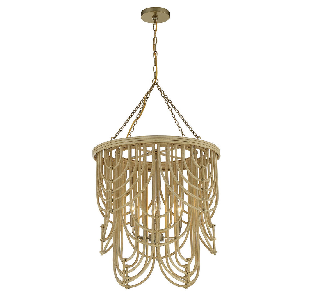 Savoy House Bremen 7-7910-4-177 Chandelier Light - Burnished Brass with Natural Rattan