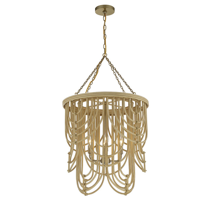 Savoy House Bremen 7-7910-4-177 Chandelier Light - Burnished Brass with Natural Rattan