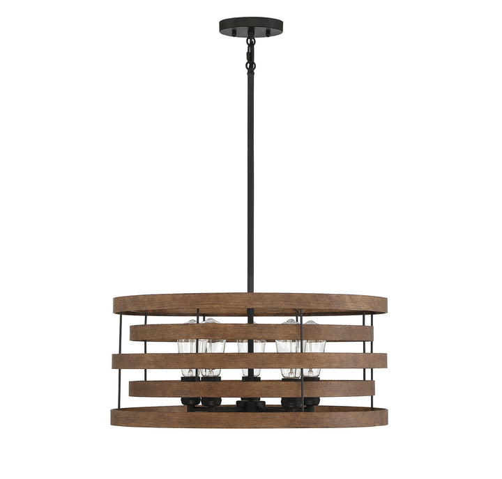 Savoy House Blaine 7-2966-5-36 Chandelier Light - Natural Walnut with Black Accents
