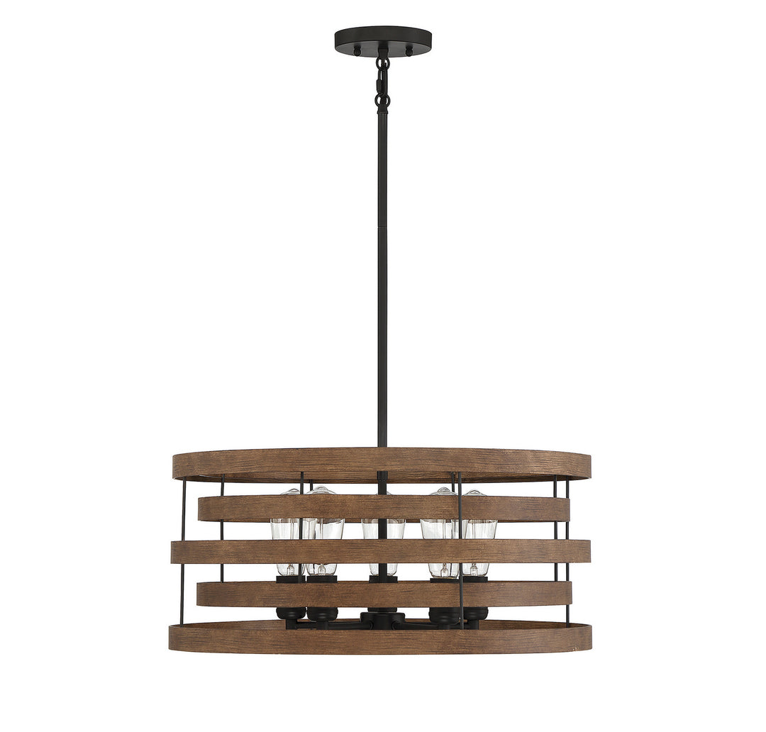 Savoy House Blaine 7-2966-5-36 Chandelier Light - Natural Walnut with Black Accents