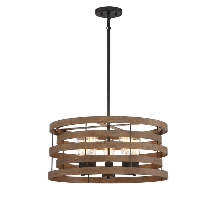 Savoy House Blaine 7-2966-5-36 Chandelier Light - Natural Walnut with Black Accents