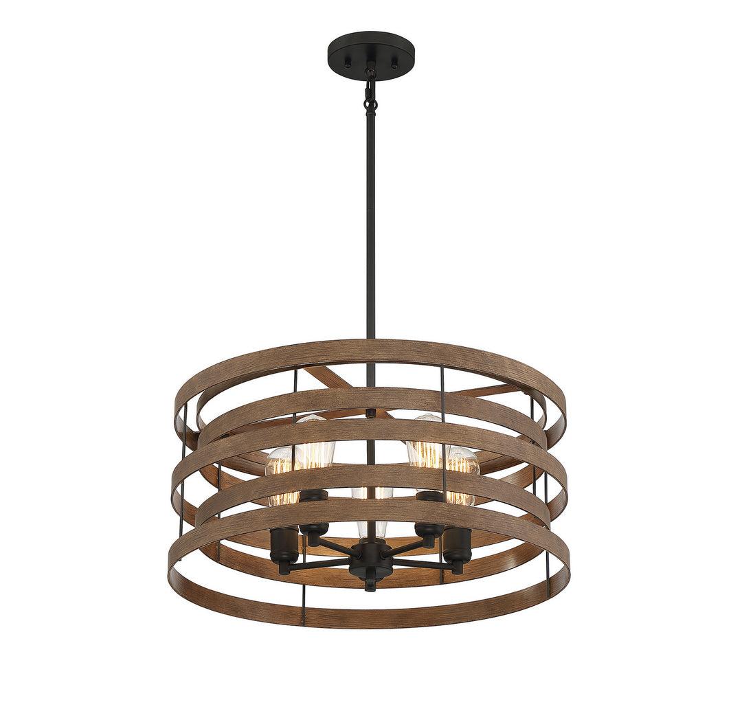 Savoy House Blaine 7-2966-5-36 Chandelier Light - Natural Walnut with Black Accents