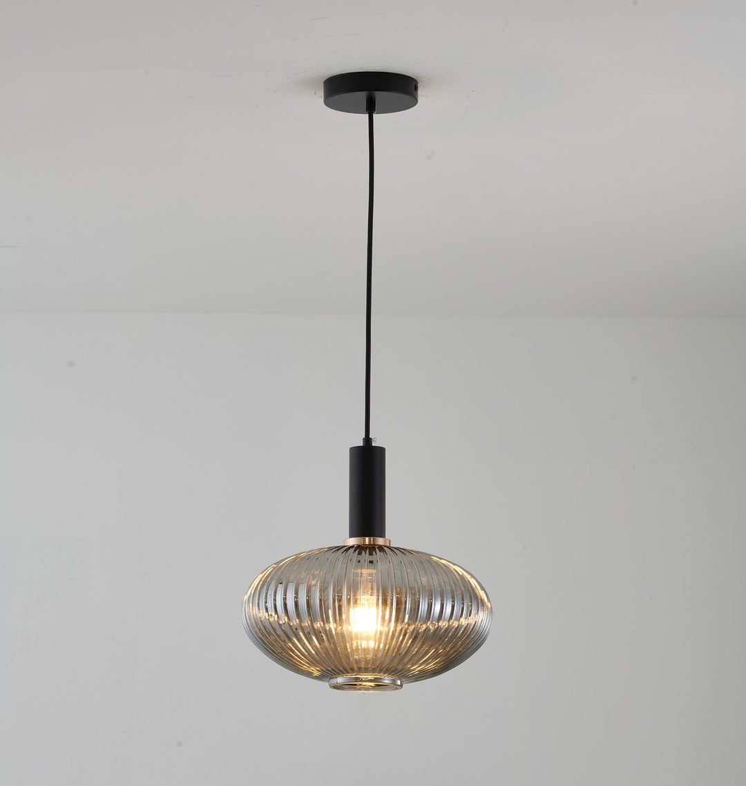 Bethel International GL322P11B Pendant Light - Black & Antique Gold