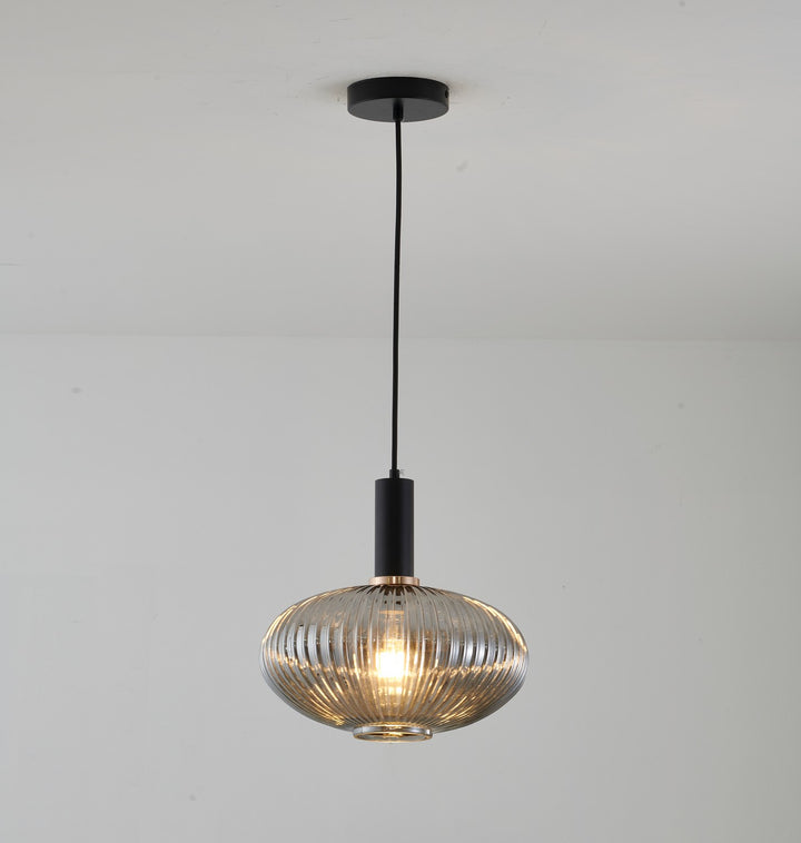 Bethel International GL322P11B Pendant Light - Black & Antique Gold
