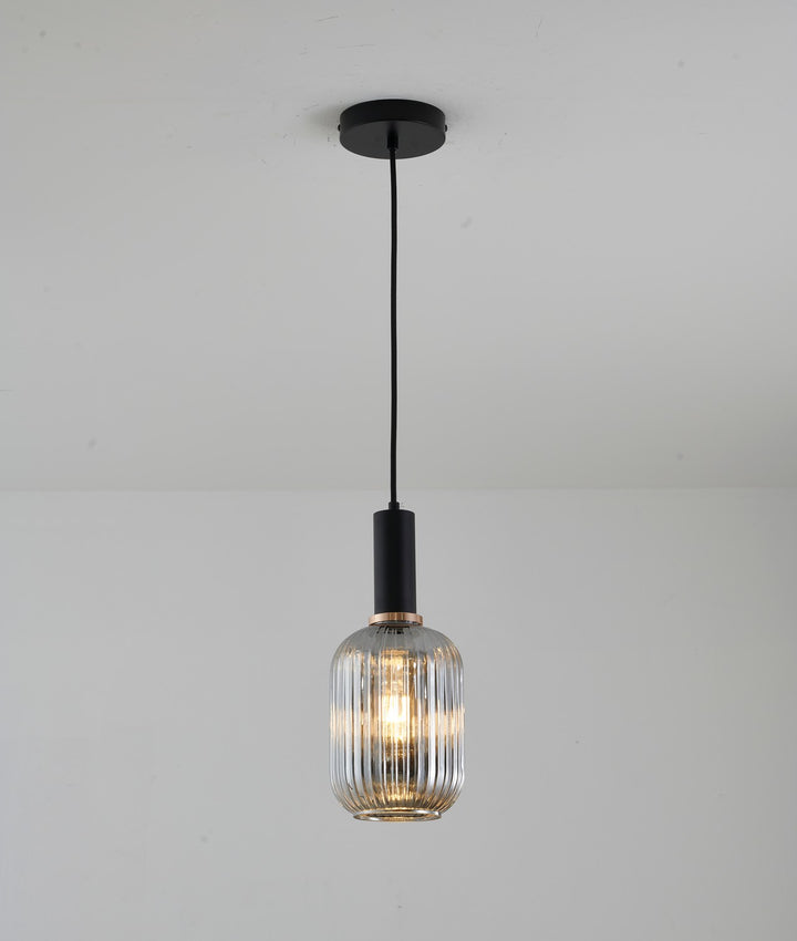 Bethel International GL323P5B Pendant Light - Black & Antique Gold