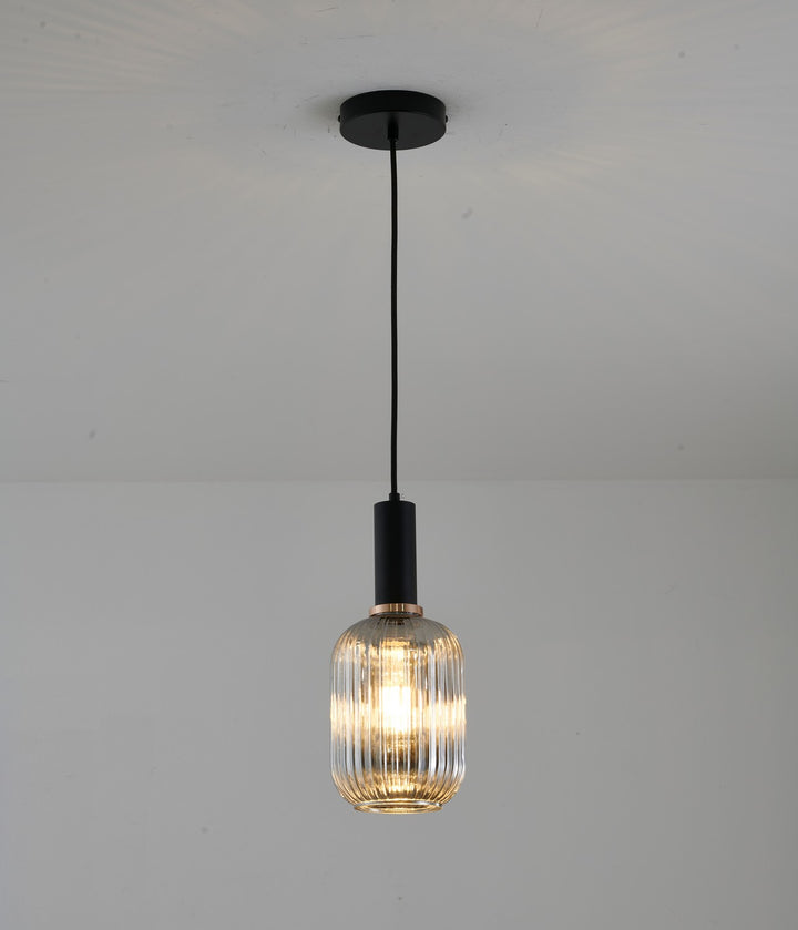 Bethel International GL323P5B Pendant Light - Black & Antique Gold