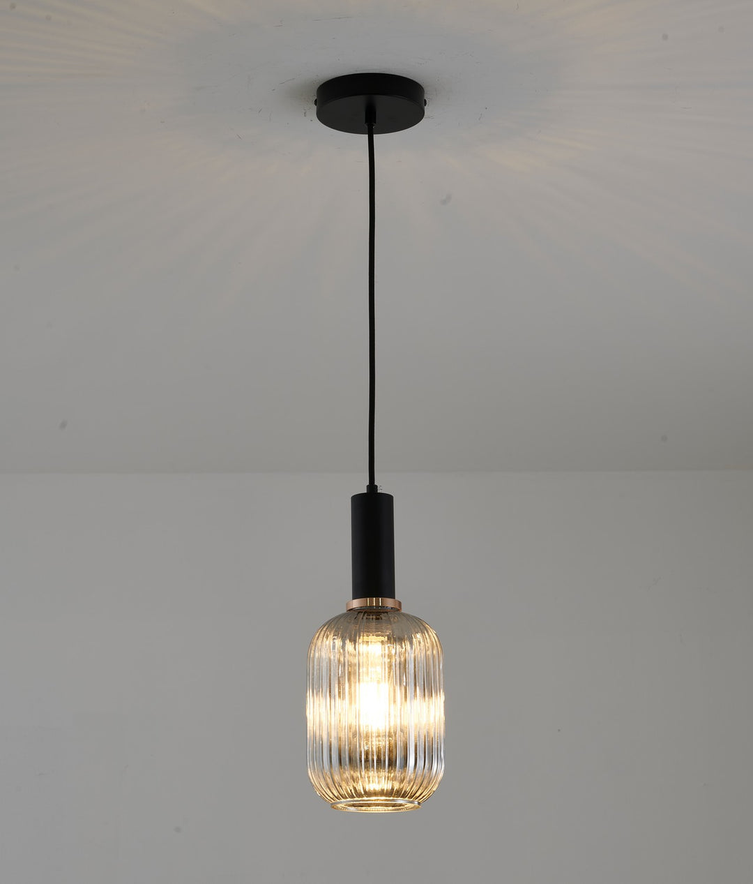 Bethel International GL323P5B Pendant Light - Black & Antique Gold