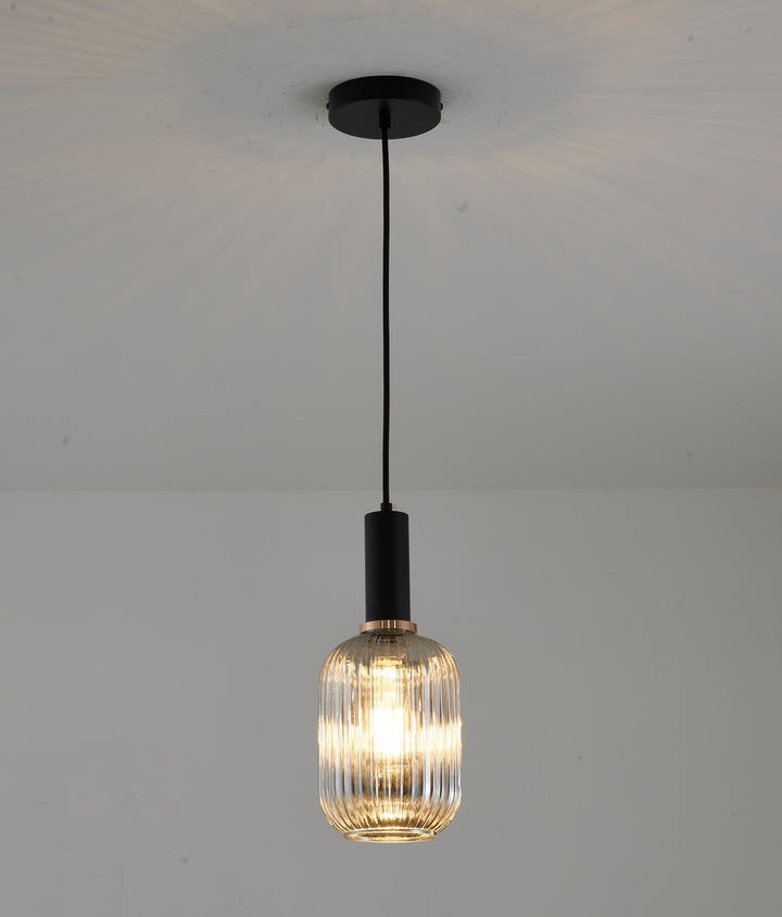 Bethel International GL323P5B Pendant Light - Black & Antique Gold